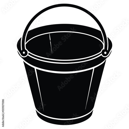 Metal bucket silhouette with paint on a white background