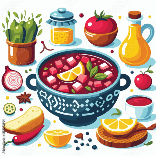 soup, food, borscht, bowl, ukrainian, dish, lunch, dinner, vegetable, beet, cream, cuisine, borsch, beetroot, red, meat, traditional, healthy, meal, homemade, hot, gourmet, plate, garlic, tasty, cooki