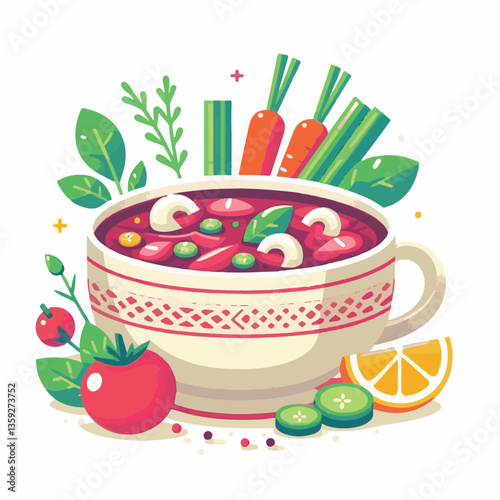 soup, food, borscht, bowl, ukrainian, dish, lunch, dinner, vegetable, beet, cream, cuisine, borsch, beetroot, red, meat, traditional, healthy, meal, homemade, hot, gourmet, plate, garlic, tasty, cooki