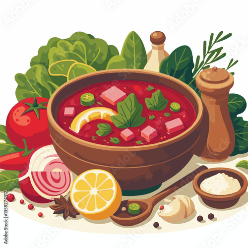 soup, food, borscht, bowl, ukrainian, dish, lunch, dinner, vegetable, beet, cream, cuisine, borsch, beetroot, red, meat, traditional, healthy, meal, homemade, hot, gourmet, plate, garlic, tasty, cooki