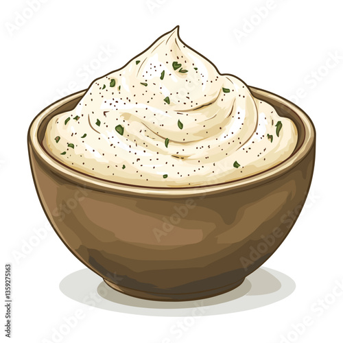 Alabama White Sauce in Bowl Vector Illustration