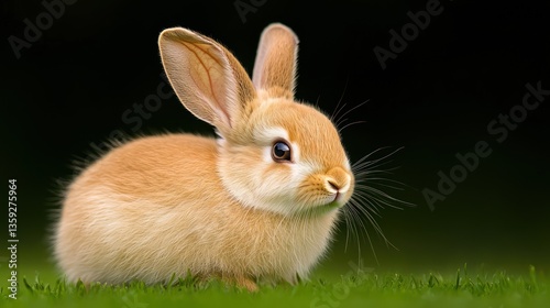 A Cute Little Rabbit Posing on Green Grass Outdoors