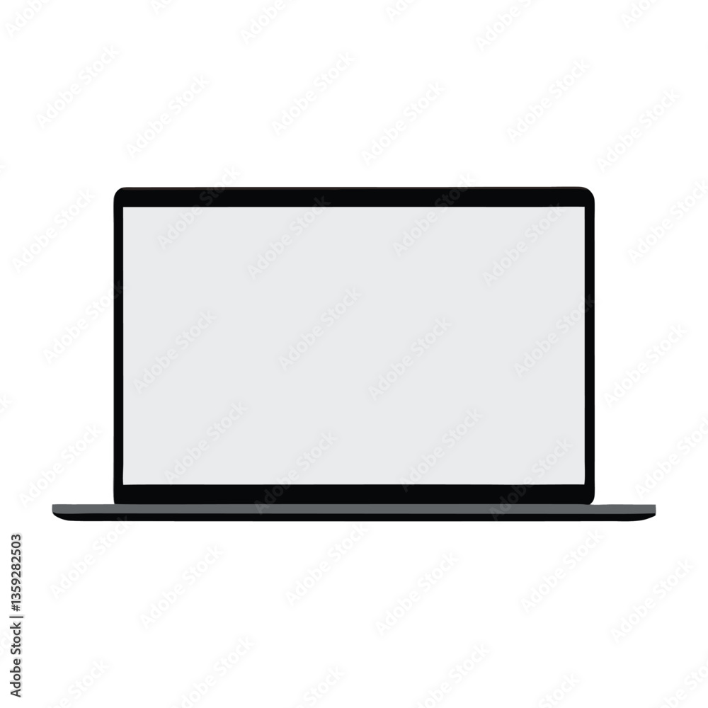 Realistic Laptop vector art mockup with blank white display on white background Realistic Laptop vector art mockup with blank white display on white background
