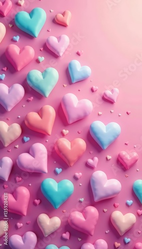 Abstract heart pattern with pastel colors on a digital background , Valentine's day, digital
