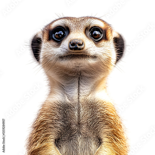 Playful Meerkat Standing Upright with Paws Isolated on Transparent Background