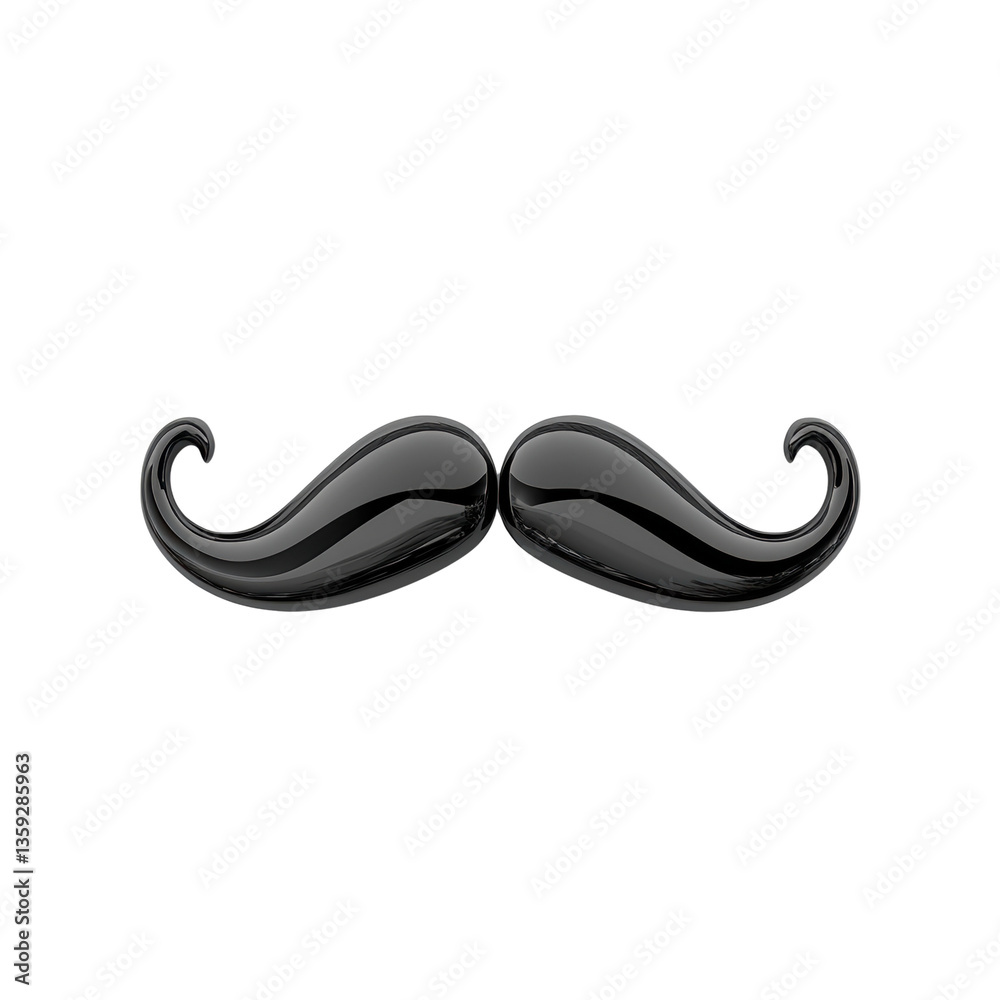 Distinctive black mustache styled neatly for a unique look and character adding personality to a handsome face white isolate background Distinctive black mustache styled neatly for a unique look and character adding personality to a handsome face white isolate background