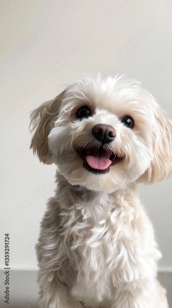 Cute happy dog sitting and posing on white background, Maltipoo dog Cute happy dog sitting and posing on white background, Maltipoo dog