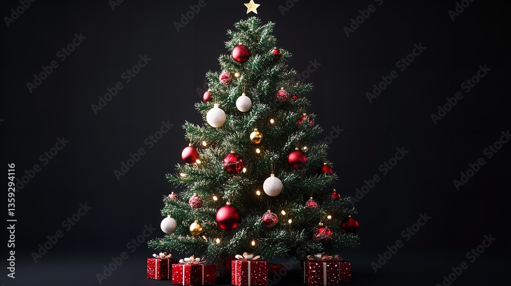 Obraz premium Elegant Christmas Trees with Ornaments and Festive Décor