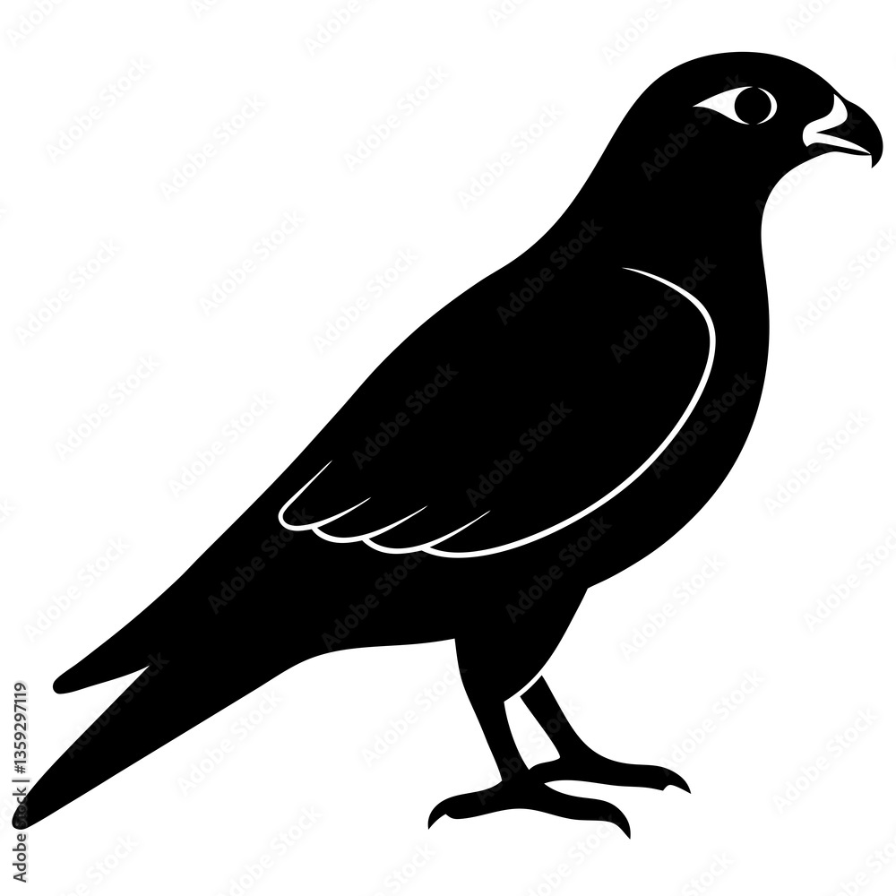 Fototapeta premium falcon bird black silhouette vector, Simple silhouette Design vector icon with white background. Wild bird