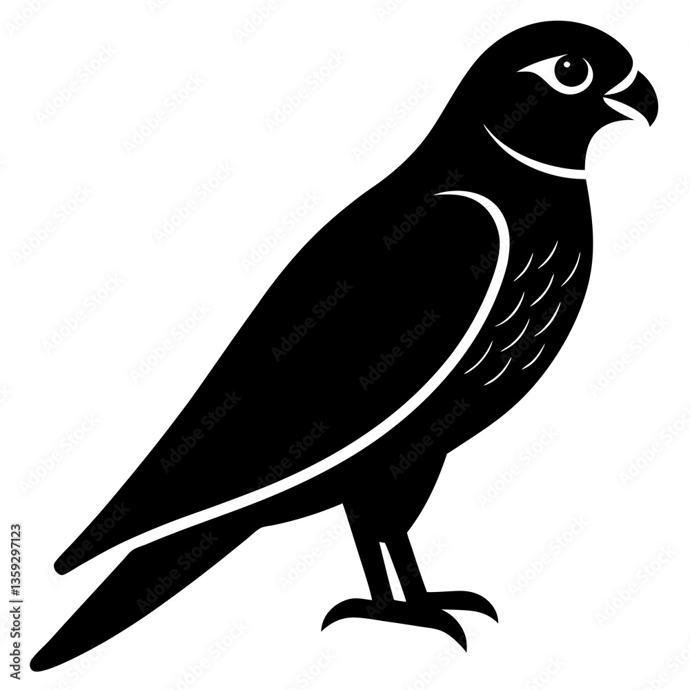 Obraz premium falcon bird black silhouette vector, Simple silhouette Design vector icon with white background. Wild bird