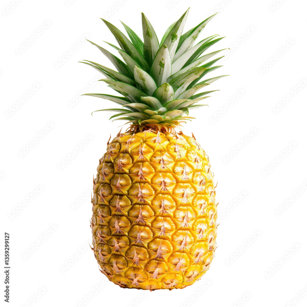 Pineapple on transparent background. Tropical fruit with spiky skin and green leaves. Pineapple on transparent background. Tropical fruit with spiky skin and green leaves.