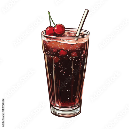 Wallpaper Mural Refreshing cherry drink in a stylish glass perfect for summer days or special occasions and celebrations white isolate background Torontodigital.ca