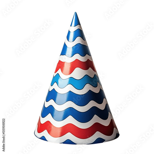 Colorful party hat with festive design perfect for celebrations and joyful gatherings at birthdays or events white isolate background photo