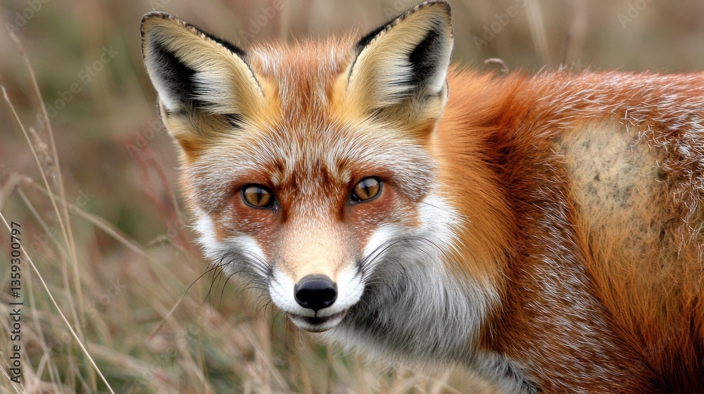 Fototapeta premium A close up portrait showing a fox in natural habitat