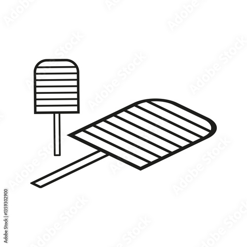 Fly swatter icon. Black vector illustration. Insect control tool. Minimal clean design.