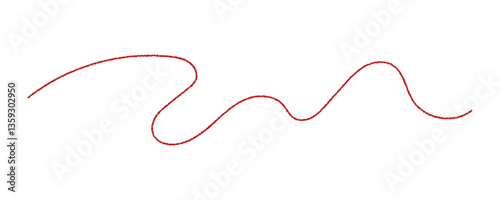 Red thread isolated on white background vector illustration.