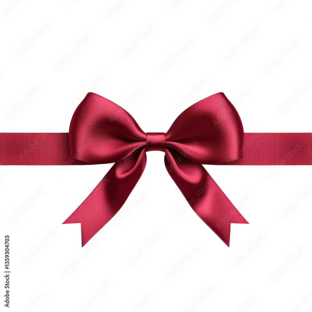 Fototapeta premium Elegant red satin ribbon bow on a transparent background. Perfect for gift wrapping, holiday decorations, and special occasions.