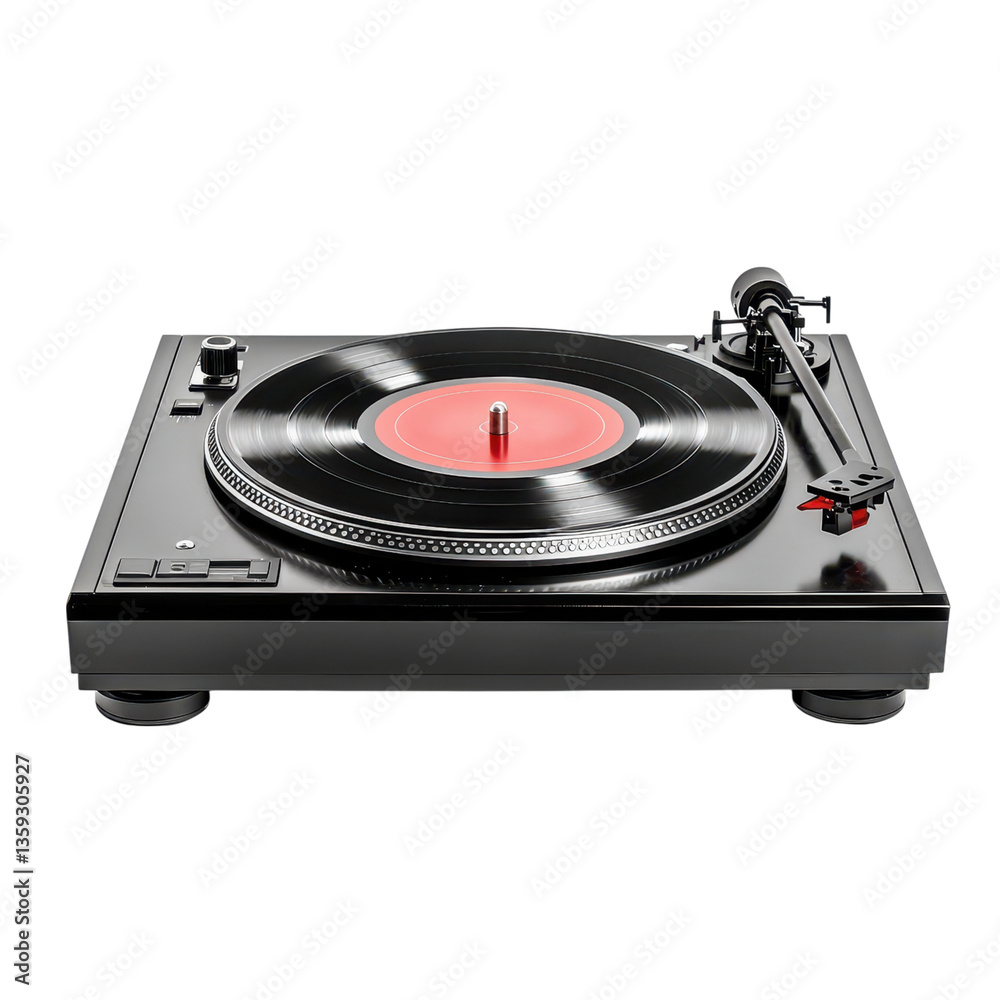 Turntable with vinyl record on transparent background. Concept for music, DJ, audio, entertainment, and vintage technology. Turntable with vinyl record on transparent background. Concept for music, DJ, audio, entertainment, and vintage technology.