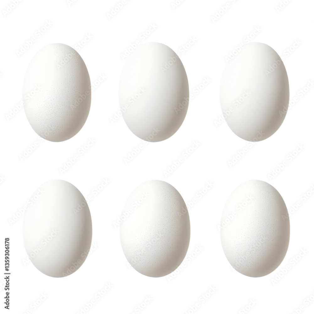 Six white eggs on a transparent background. Concept of food, cooking, and healthy eating. Six white eggs on a transparent background. Concept of food, cooking, and healthy eating.