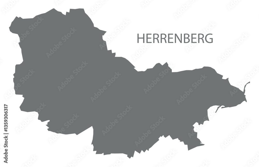 Obraz premium Herrenberg city map with boroughs grey illustration silhouette shape