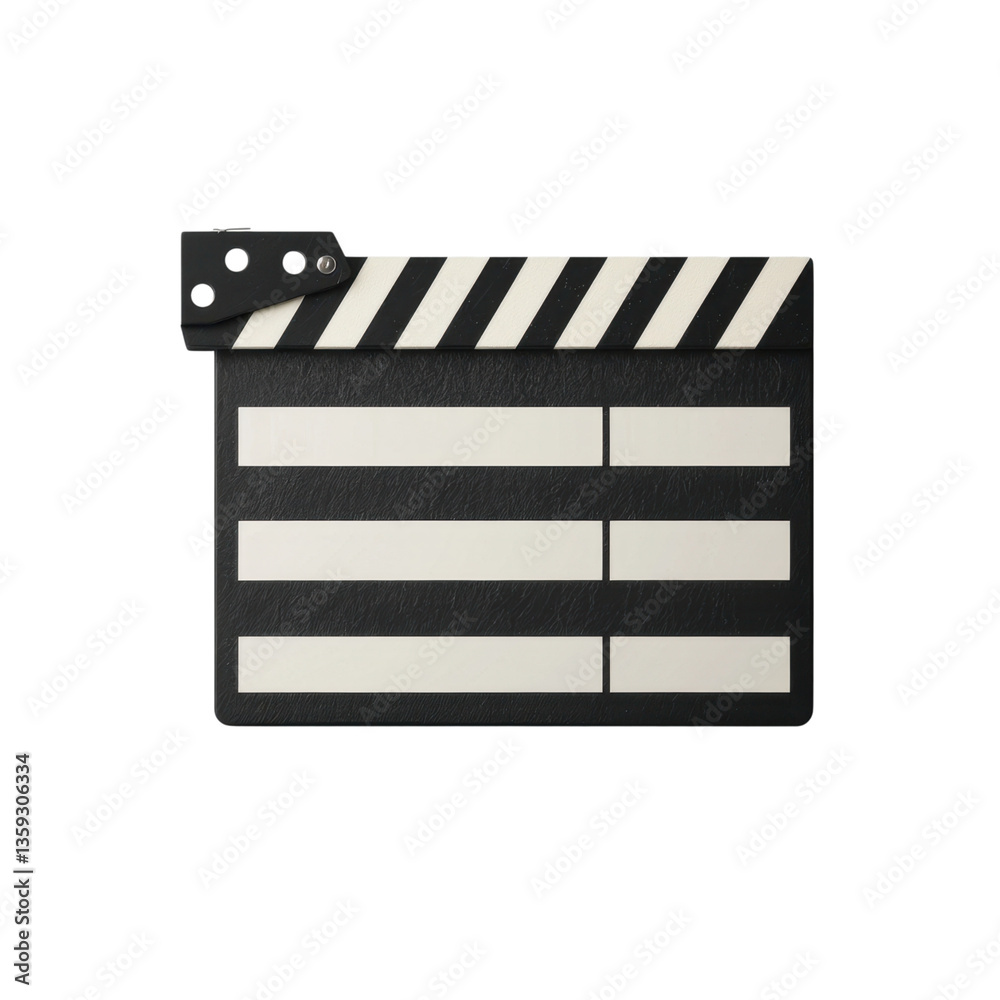 Fototapeta premium Movie clapper board on transparent background. Concept of film making, cinema, and video production.
