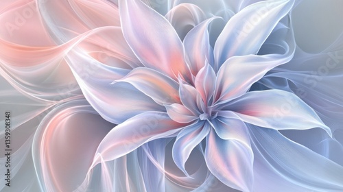 An abstract floral illustration featuring soft colors and delicate petals