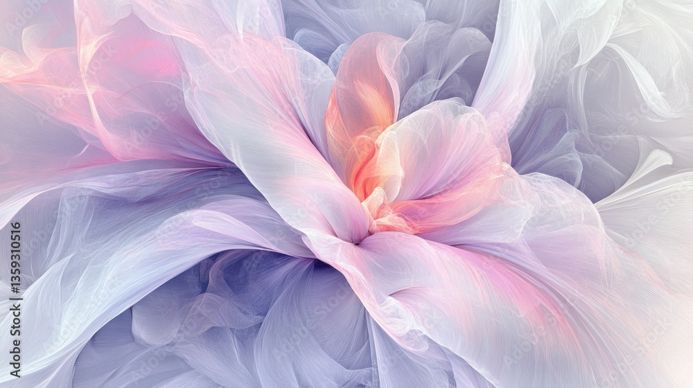 Fototapeta premium An abstract flower with delicate petals in soft pastel colors