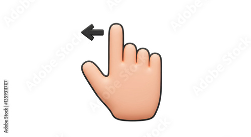 Isolated Hand Gesture Swipe Left with Arrow Indicator