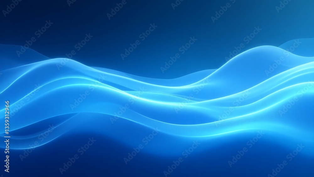 Fototapeta premium abstract blue waves with an ethereal glow, creating a sense of fluid motion and dynamic energy. The illustration can symbolize a lot of things such as water or digital communication.