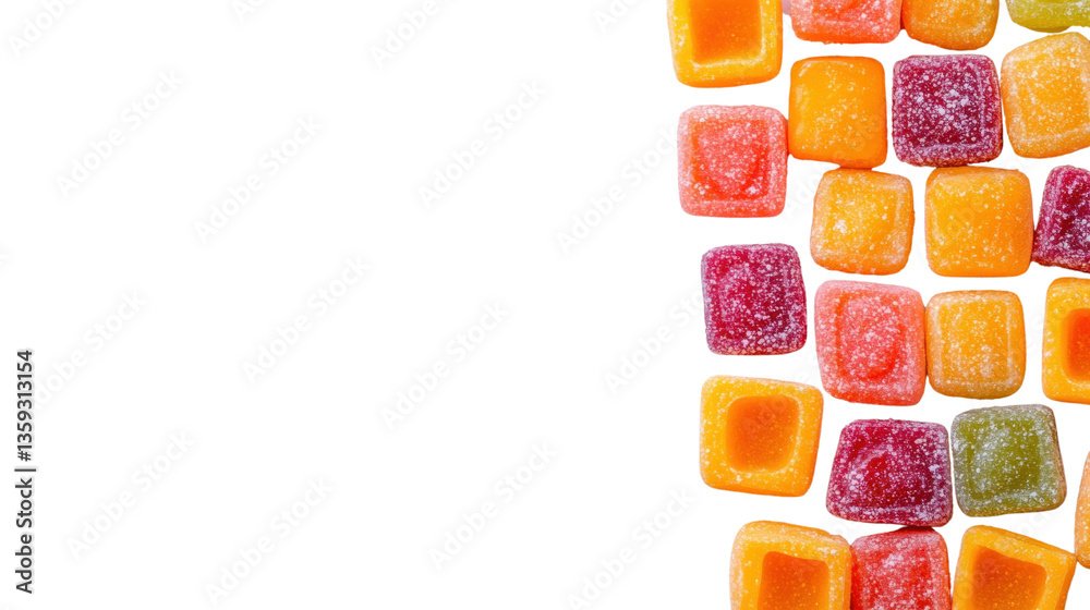 Colorful bunch of chewing gums displayed in various flavors for sweet treats or candy lovers enjoying a fun snack white isolate background Colorful bunch of chewing gums displayed in various flavors for sweet treats or candy lovers enjoying a fun snack white isolate background