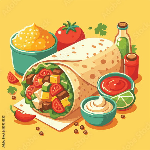 food, meal, restaurant, meat, burrito, menu, fast, delicious, lunch, dinner, snack, mexican, background, dish, beef, chicken, salad, isolated, grilled, bread, wrap, vegetable, set, collection, plate, 