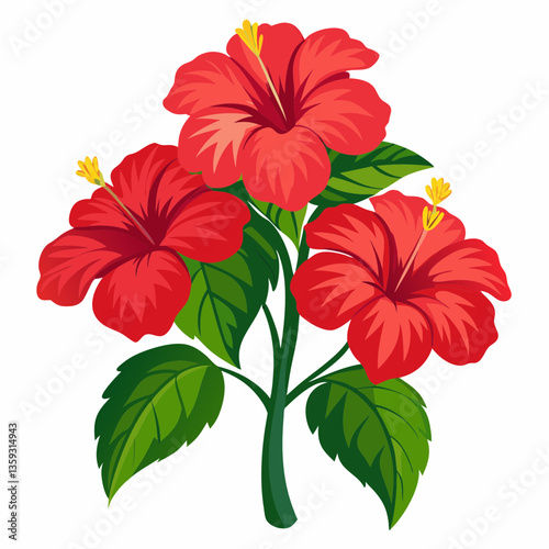 vibrant hibiscus shrub with large red blooms