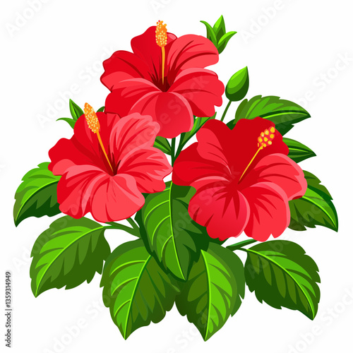 vibrant hibiscus shrub with large red blooms
