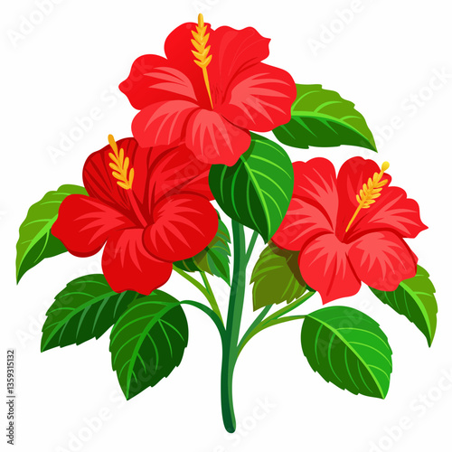 vibrant hibiscus shrub with large red blooms
