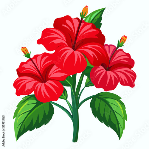 vibrant hibiscus shrub with large red blooms