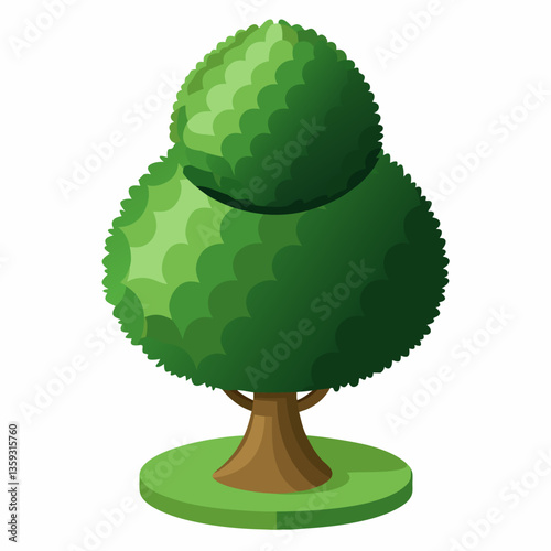 pruned topiary shrub with sculpted rounded shape