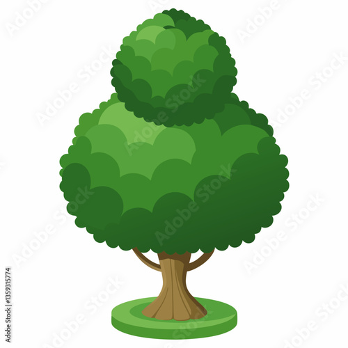pruned topiary shrub with sculpted rounded shape