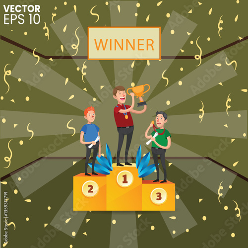 vector illustration of man enjoying winning moment