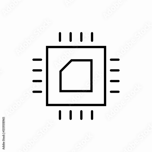 Processor chip computer circuit icon vector sign