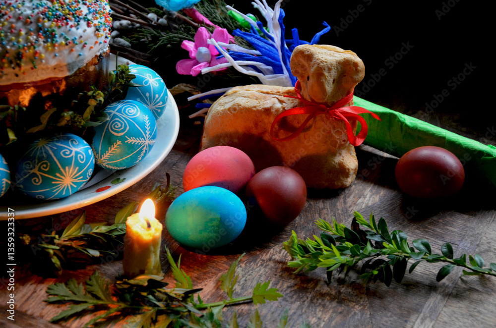 Fototapeta premium Traditional Easter Paschal wicker basket.