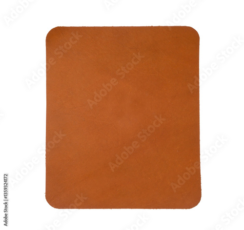 Brown leather mouse pad isolated on white background
