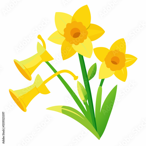 yellow daffodil flowers with trumpet shaped blooms