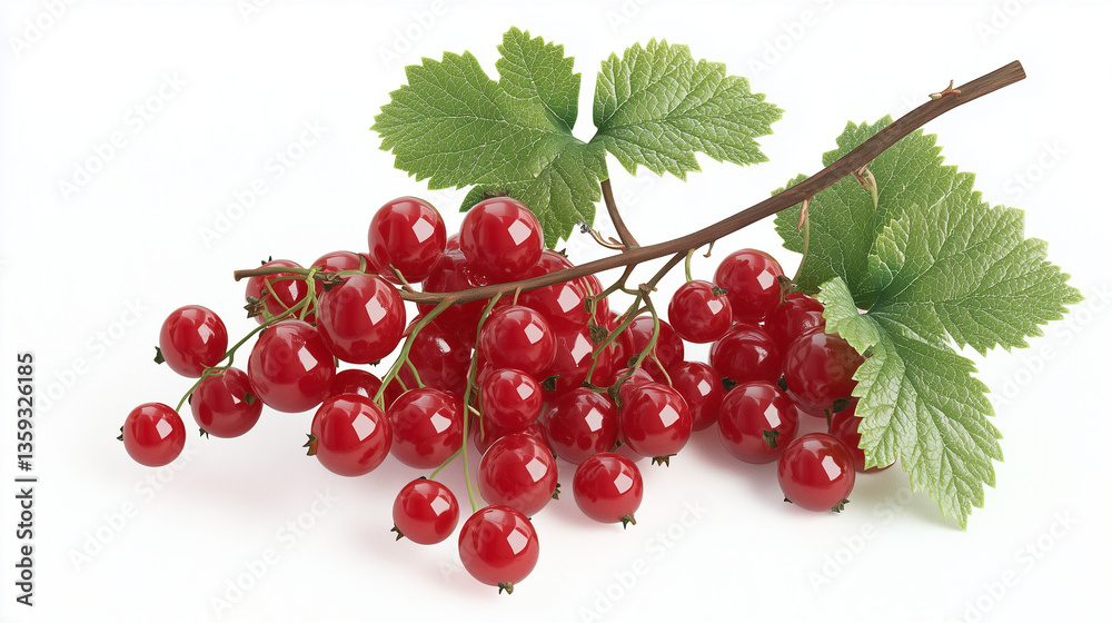 A realistic plastic figurine of currant on a branch, isolated on white background A realistic plastic figurine of currant on a branch, isolated on white background