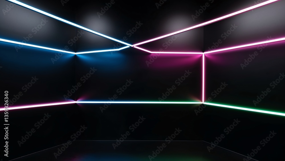 Neon Lights Creating Abstract Patterns on a Black Background Neon Lights Creating Abstract Patterns on a Black Background