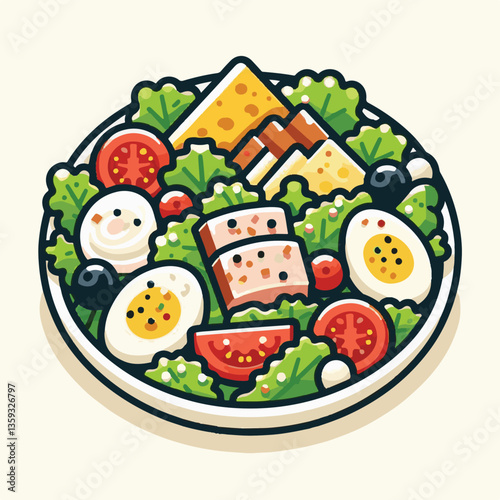 lunch, lettuce, food, fresh, salad, meal, healthy, green, cheese, caesar, dinner, gourmet, chicken, vegetable, parmesan, bowl, delicious, bread, sauce, dish, grilled, dressing, crouton, plate, cuisine