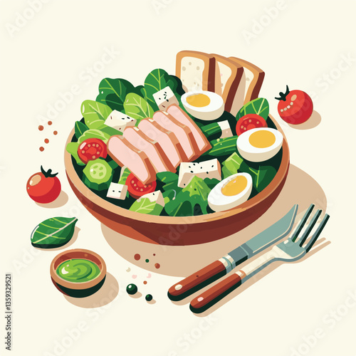 lunch, lettuce, food, fresh, salad, meal, healthy, green, cheese, caesar, dinner, gourmet, chicken, vegetable, parmesan, bowl, delicious, bread, sauce, dish, grilled, dressing, crouton, plate, cuisine