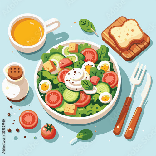 lunch, lettuce, food, fresh, salad, meal, healthy, green, cheese, caesar, dinner, gourmet, chicken, vegetable, parmesan, bowl, delicious, bread, sauce, dish, grilled, dressing, crouton, plate, cuisine