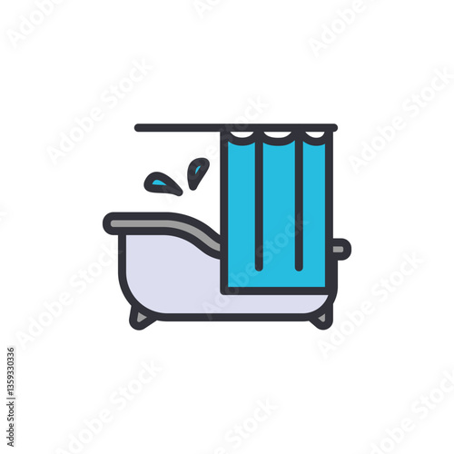 Bathtub colored icons, minimalist vector illustration ,simple transparent graphic element .Isolated on white background