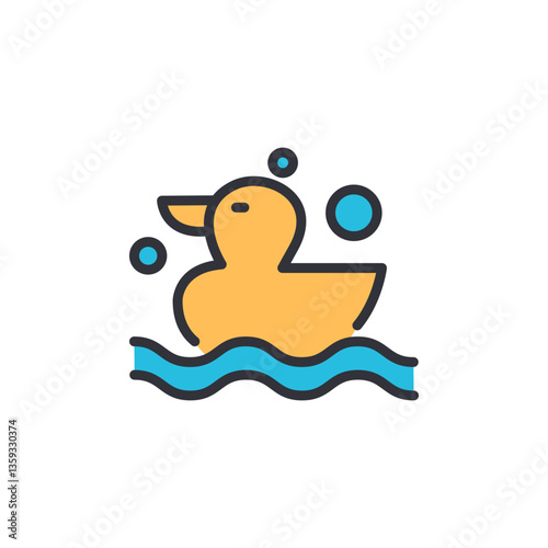 Rubber duck colored icons, minimalist vector illustration ,simple transparent graphic element .Isolated on white background