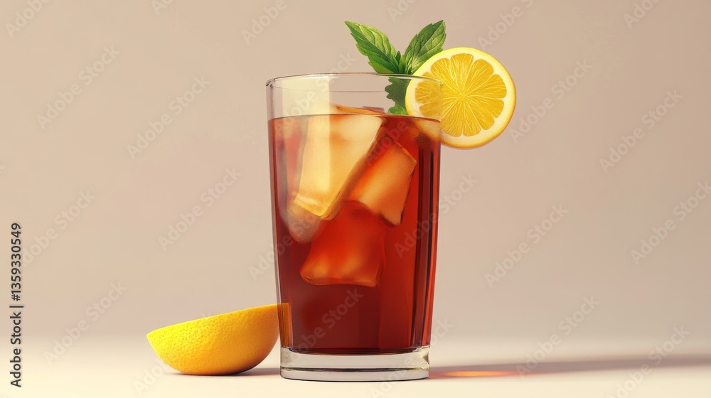 Fototapeta premium Iced Tea with Lemon - Refreshing Summer Drink